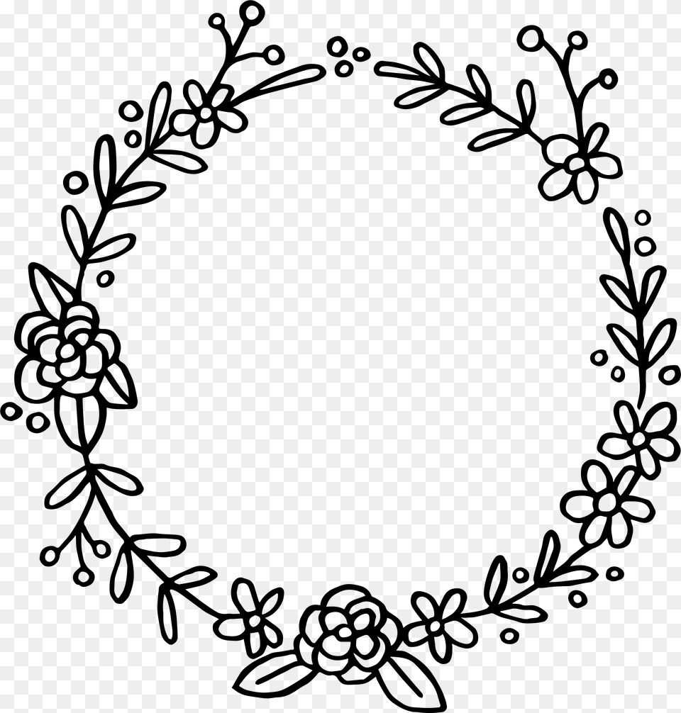 Flower Wreath Svg Gray Free Png
