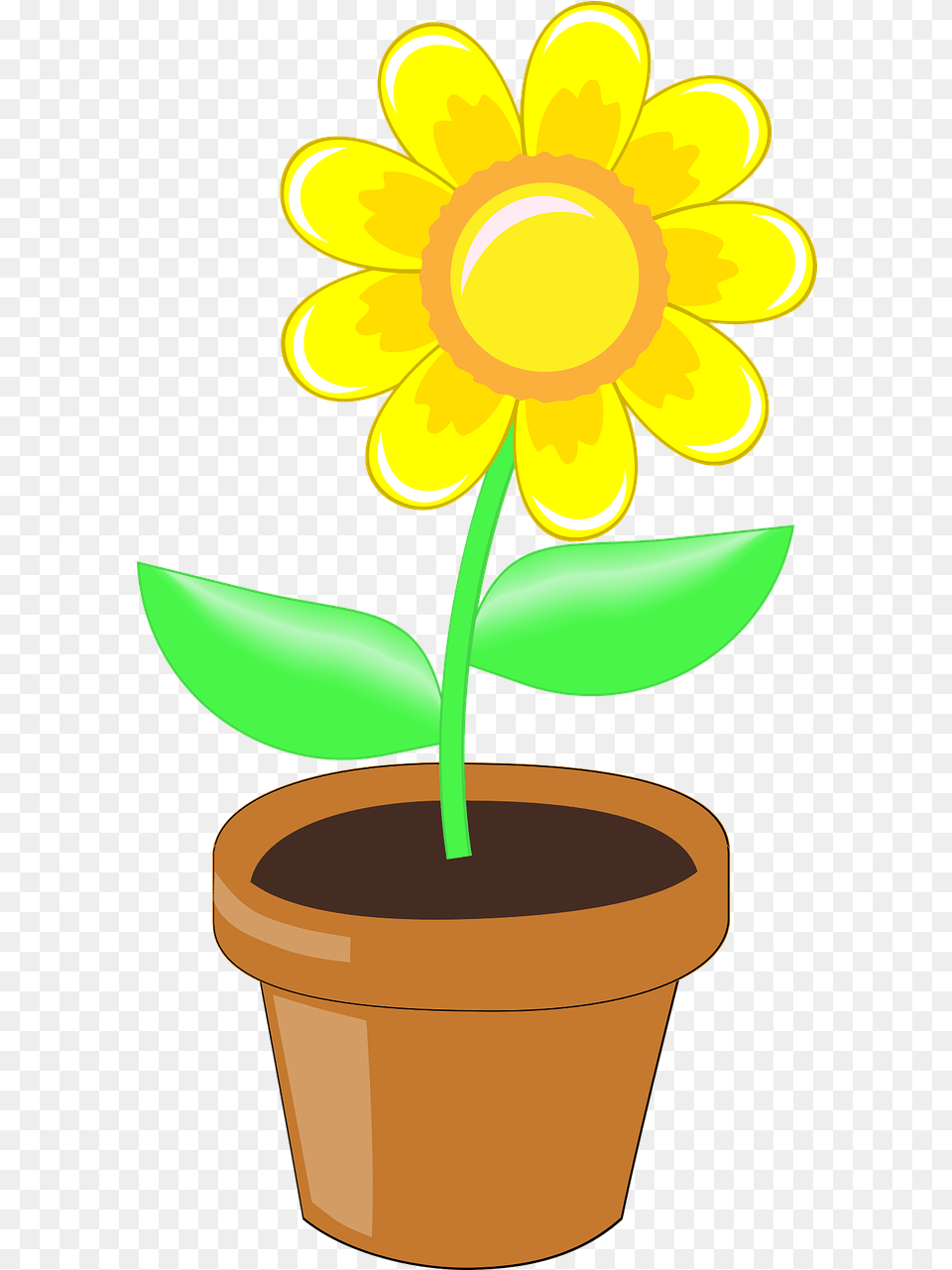 Flower Yellow Nature Free Vector Graphic On Pixabay Gambar Pot Dan Bunga, Daisy, Plant, Petal, Potted Plant Png Image
