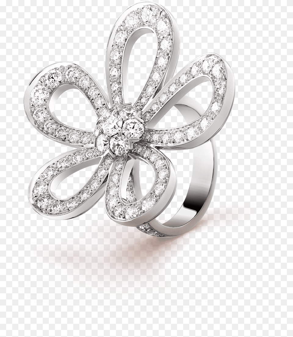 Flowerlace Ring 3 4 View Van Cleef Body Jewelry, Accessories, Silver, Tape, Diamond Free Png Download