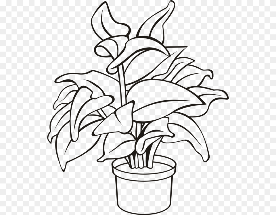 Flowerpot Houseplant Plants Leaf Potted Plant Clipart Black And White, Potted Plant, Tree, Flower Free Png