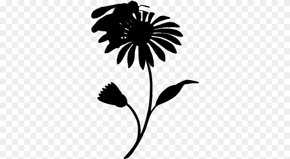 Flowers And Bees Transparent Silhouette, Daisy, Flower, Plant, Art Png Image