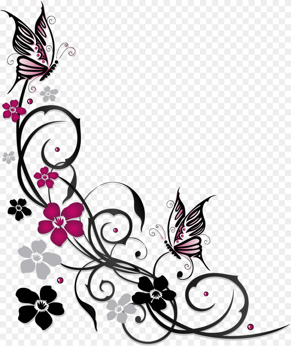 Flowers And Butterflies Vector, Art, Floral Design, Graphics, Pattern Free Transparent Png