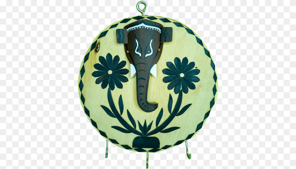 Flowers And Ganesh Head Bamboo Key Hanger In Brown Beige, Emblem, Symbol, Ball, Football Png Image