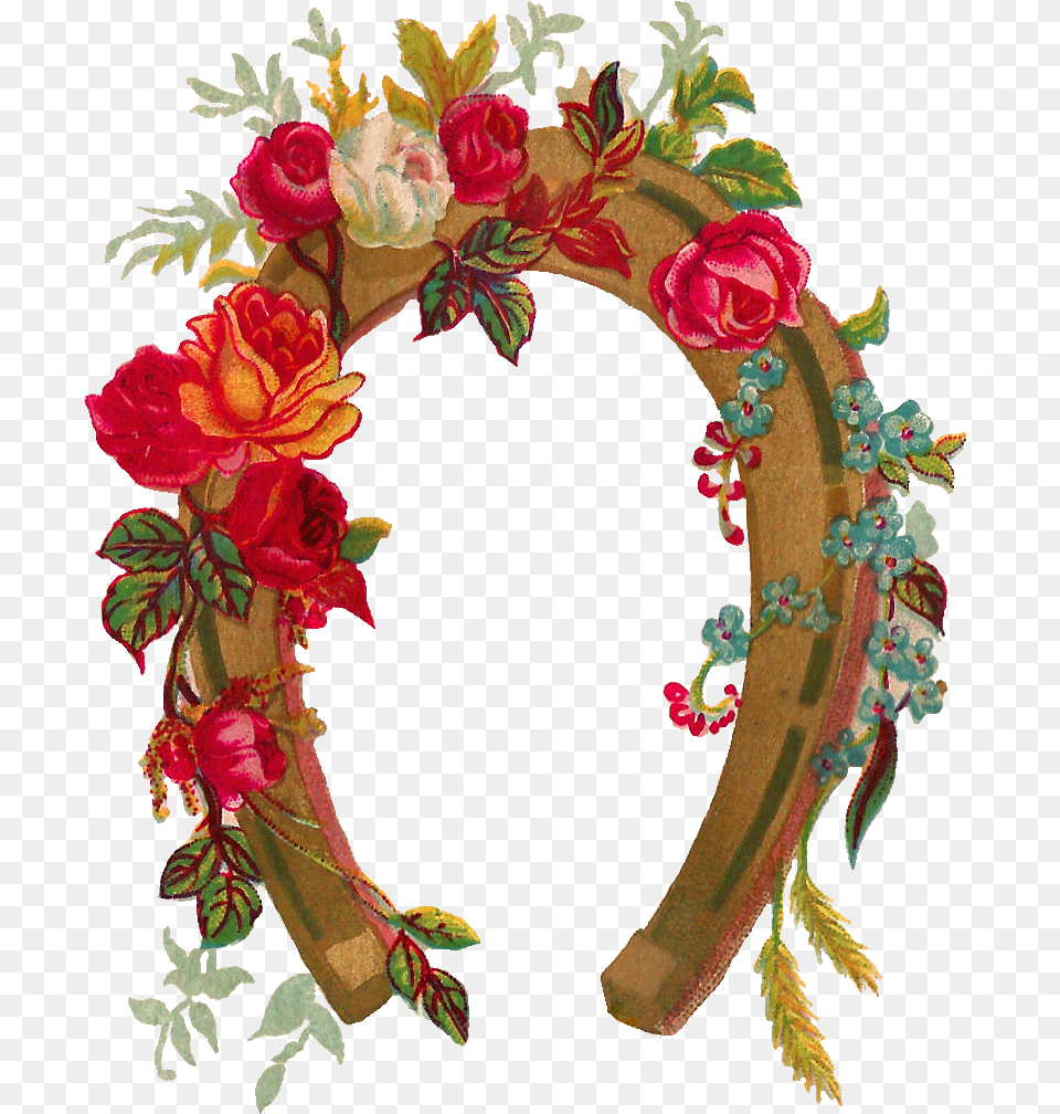 Flowers And Horses Graphic, Flower, Plant, Rose, Horseshoe Free Png Download
