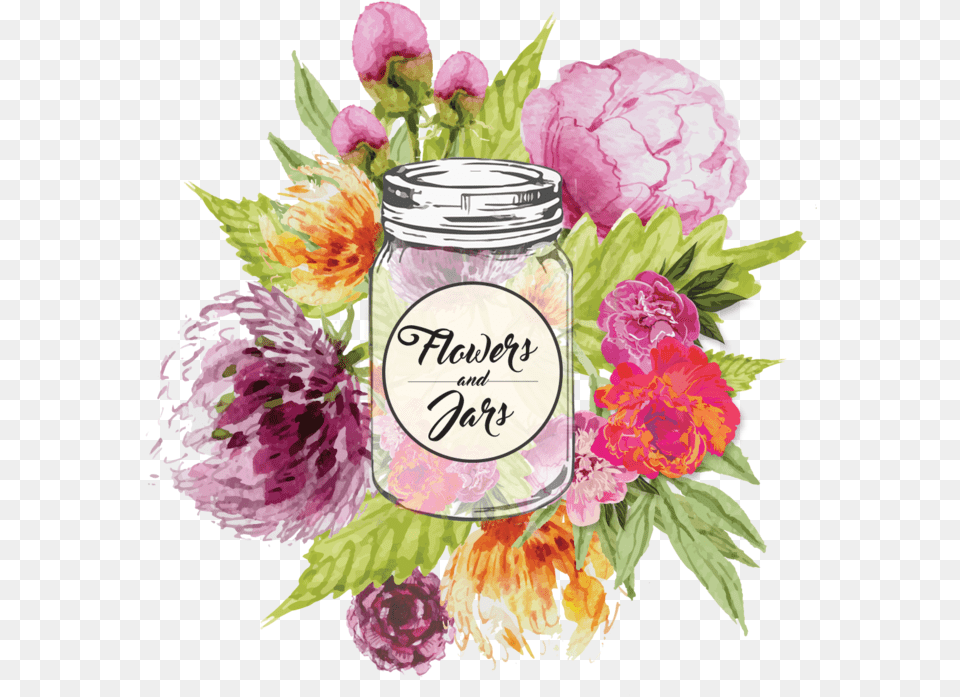 Flowers And Jars Mason Jar, Flower, Plant, Rose, Petal Free Png Download