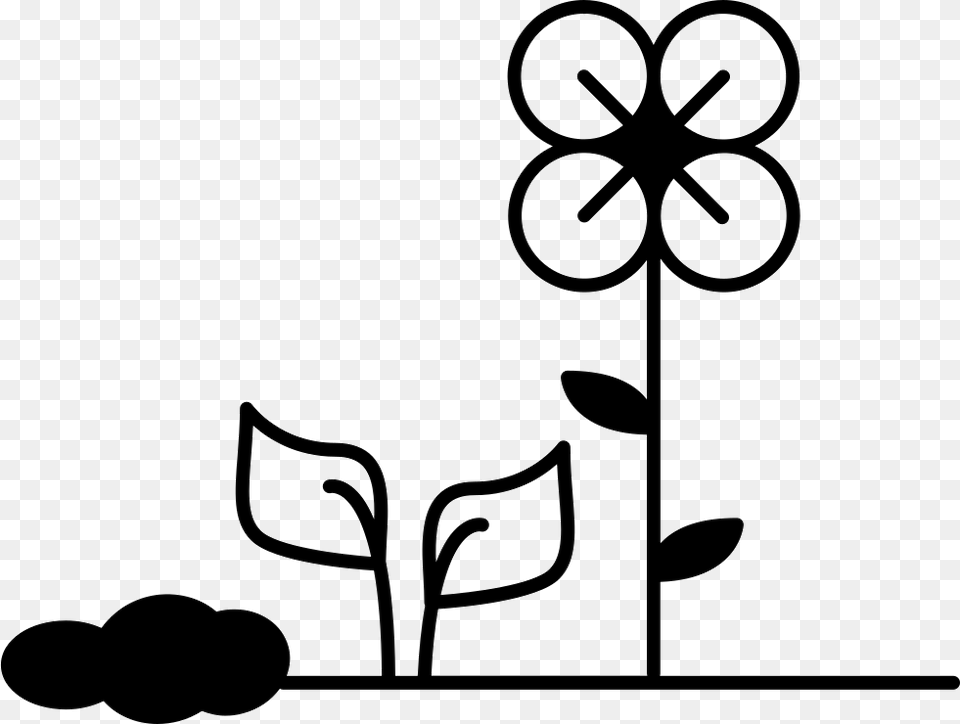Flowers And Plants On Soil Icon Download, Symbol, Silhouette Free Png