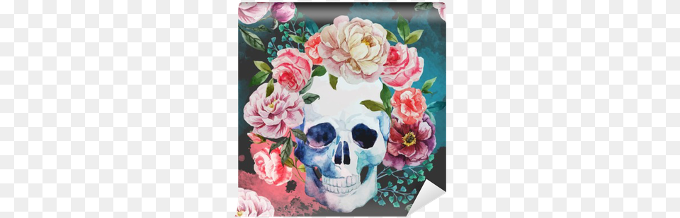Flowers And Skull Shower Curtain, Art, Painting, Graphics, Plant Free Png