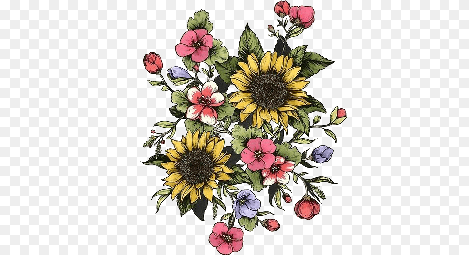 Flowers And Transparent Tatuajes De Girasoles Y Flores, Plant, Art, Pattern, Graphics Png Image