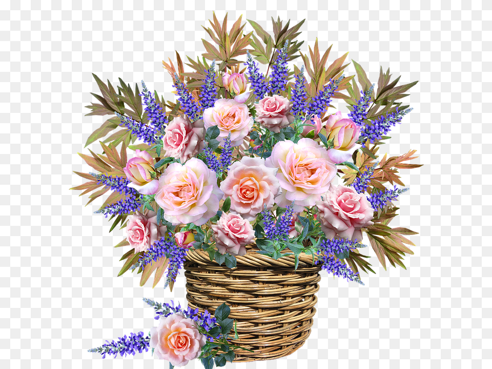 Flowers Basket Arrangement Celebration Garden Koshnica S Cvetya, Flower, Flower Arrangement, Flower Bouquet, Plant Png