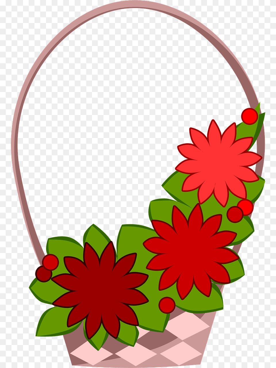 Flowers Basket Red Clipart Download, Accessories, Bag, Dahlia, Flower Free Transparent Png