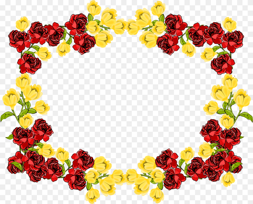 Flowers Border Yellow Floral Frame, Rose, Art, Floral Design, Flower Free Transparent Png