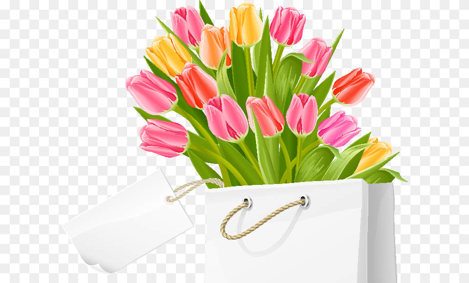 Flowers Bouquet Tulips Tulip Flowers, Bag, Flower, Flower Arrangement, Flower Bouquet Free Png