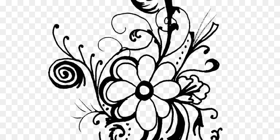 Flowers Clipart Black And White, Art, Floral Design, Graphics, Pattern Png Image