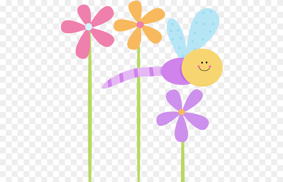 Flowers Clipart Transparent Cute Flower Clipart, Animal, Dragonfly, Insect, Invertebrate Free Png