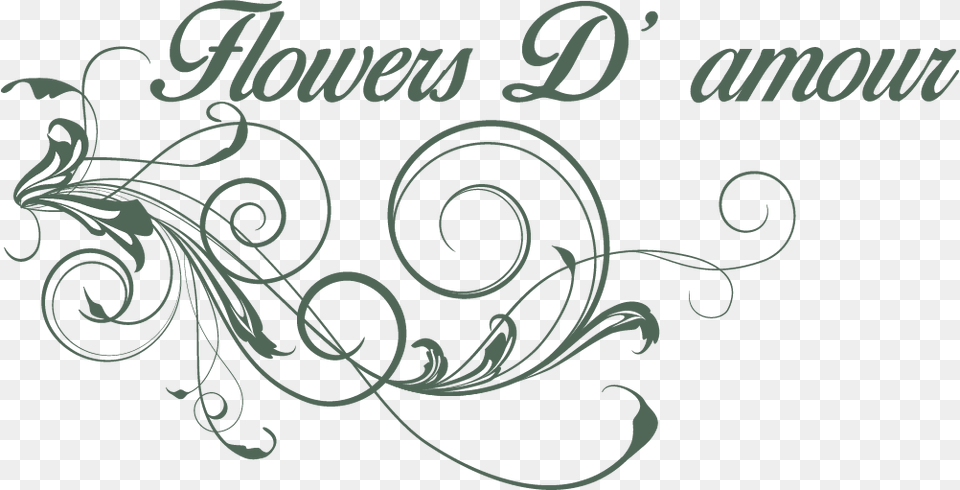 Flowers D Amour Calligraphy, Art, Floral Design, Graphics, Green Free Png Download