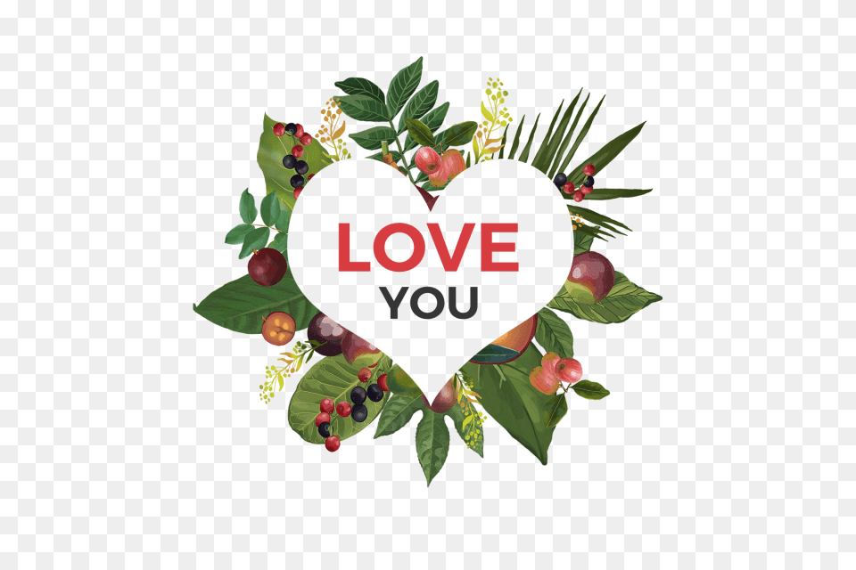 Flowers Decoration Heart Shape With Tropical Leaves Heart, Leaf, Plant, Food, Fruit Free Transparent Png