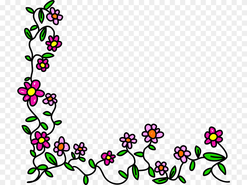 Flowers Doodle Whimsical Cartoon Border Frame Flower Frame Cartoon, Art, Floral Design, Graphics, Pattern Png Image