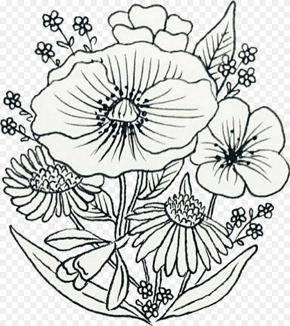 Flowers Drawing Sketch Patch Wildflowers Pin Bracelegsc Wildflowers Drawing, Art, Flower, Plant, Pattern Free Png Download