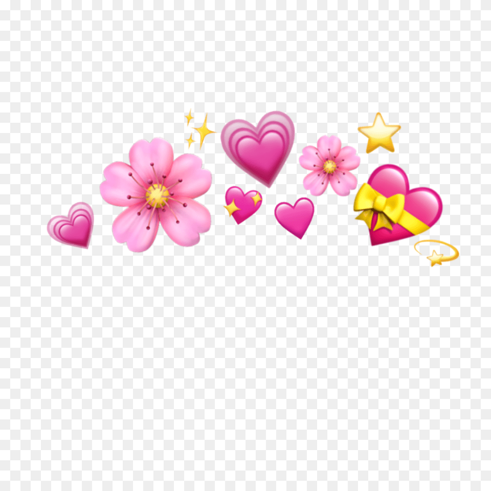 Flowers Emoji Hearts Apple Stars Background Heart Emojis, Flower, Petal, Plant Free Png Download