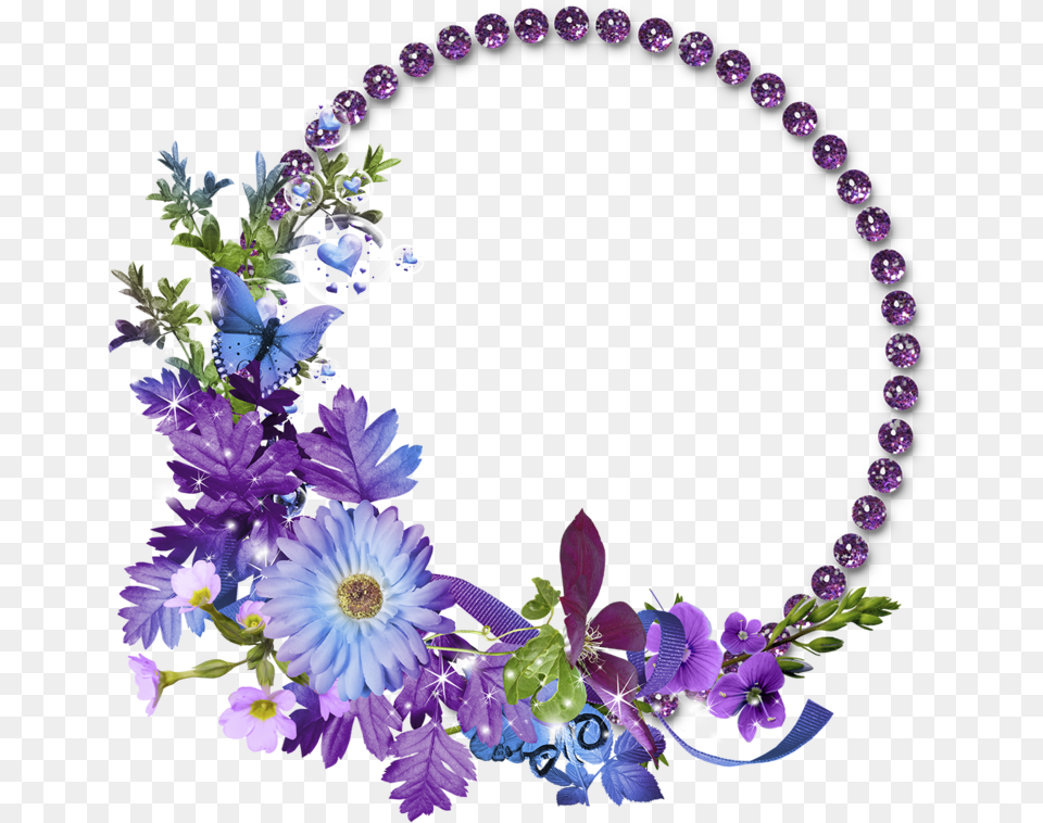 Flowers Graphic Frames Circle Flower Frame, Accessories, Purple, Plant, Flower Arrangement Png Image