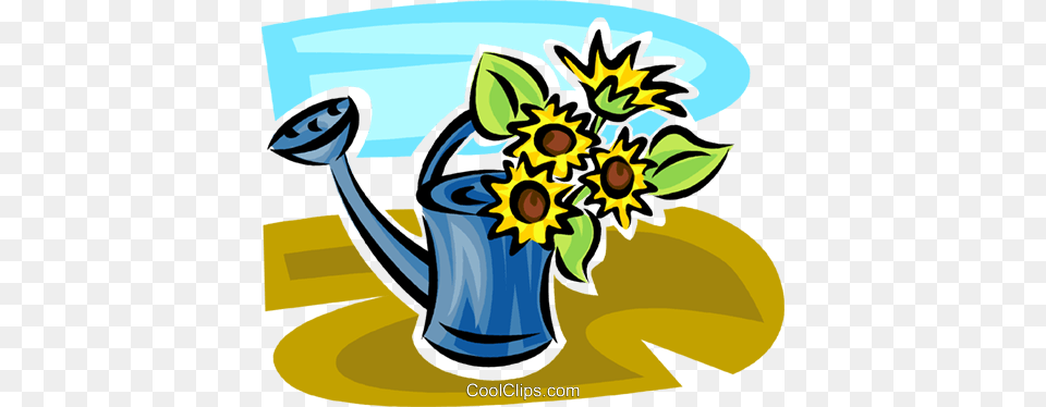 Flowers Growing Out Of A Watering Can Royalty Vector Clip Art, Tin, Flower, Plant, Watering Can Free Png