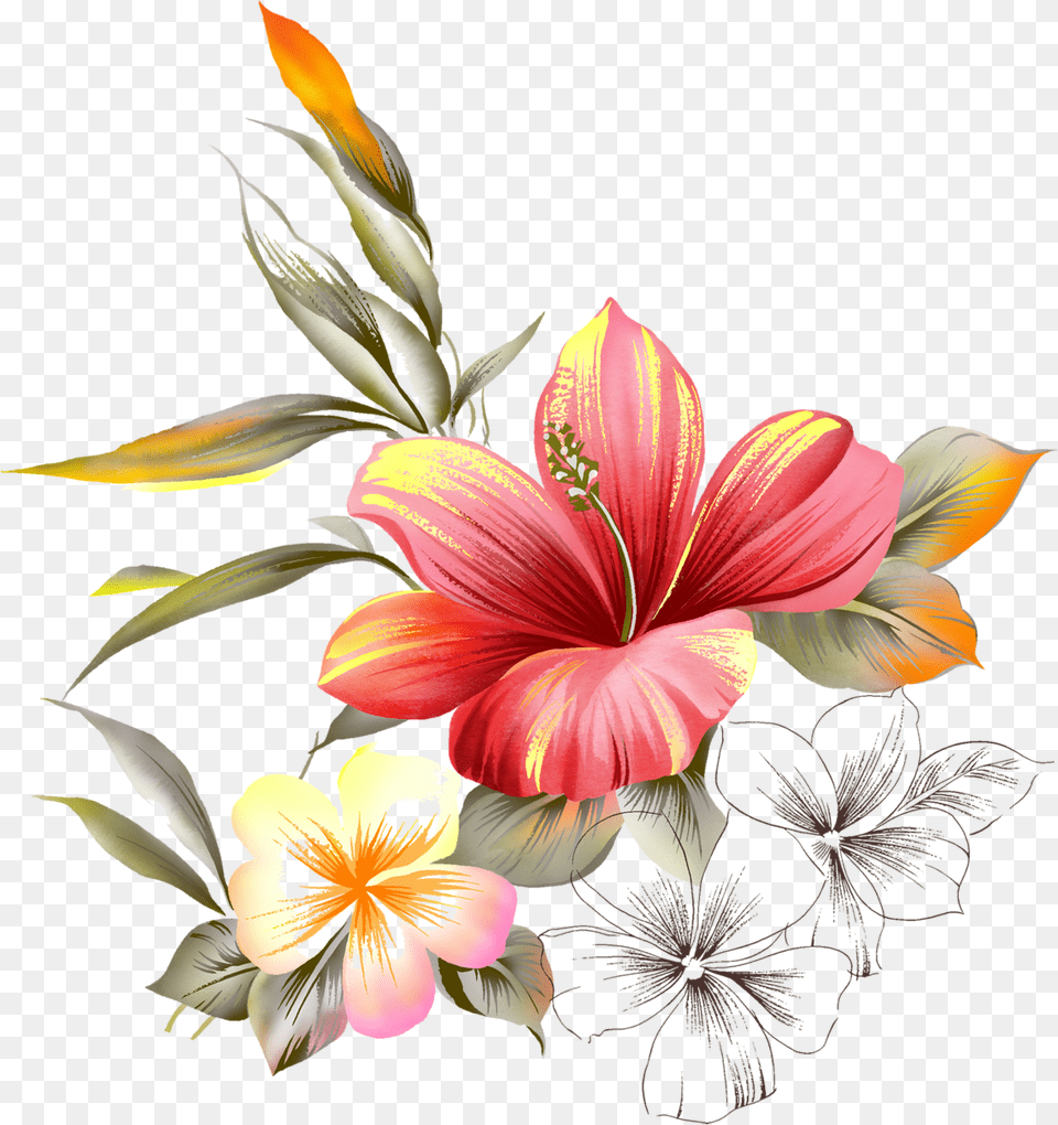 Flowers Hand Painting, Art, Floral Design, Flower, Graphics Free Png Download