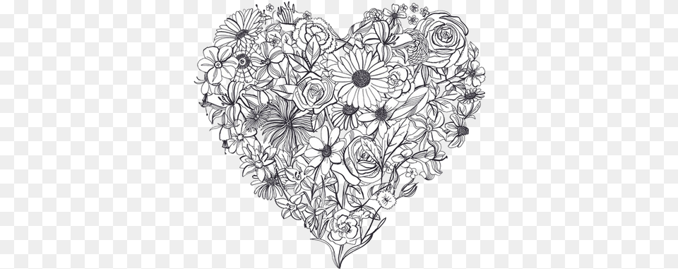 Flowers Heart Tumblr Sticker Flowers In A Heart Drawing, Art, Chandelier, Lamp, Pattern Png