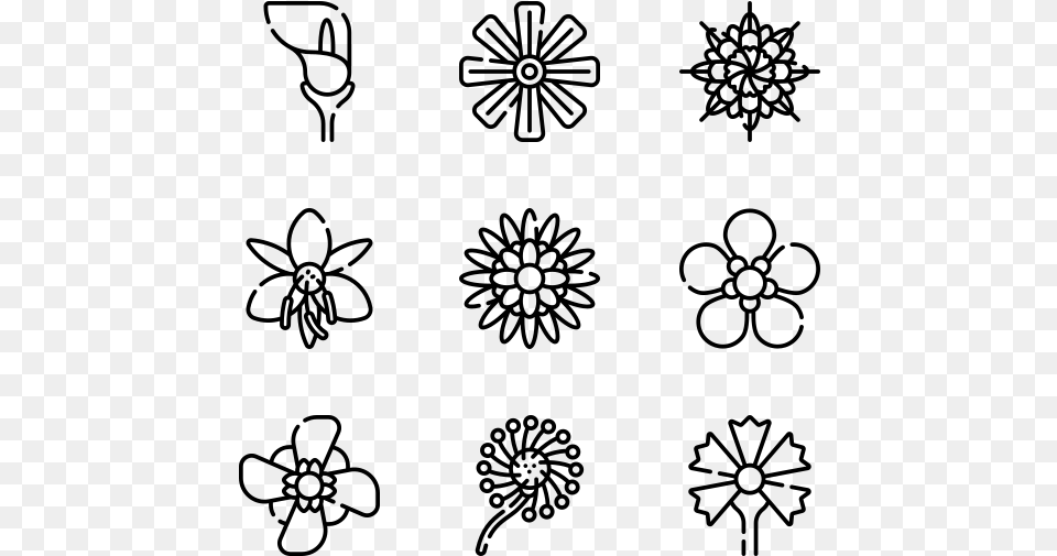 Flowers Illustration, Gray Free Transparent Png