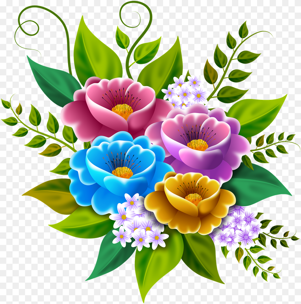 Flowers Illustration Bouquet Flores Ilustracion, Art, Floral Design, Flower, Flower Arrangement Free Png Download