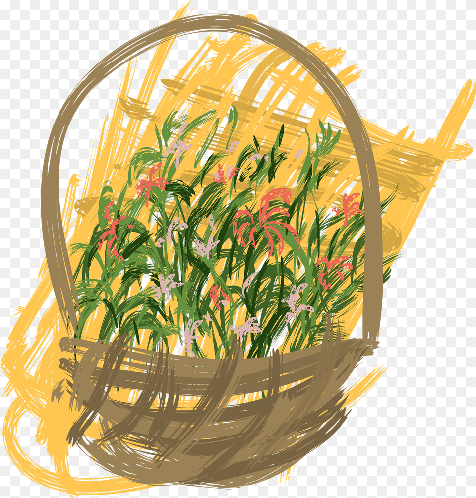 Flowers In A Basket Clipart, Plant, Herbs, Herbal, Grass Png