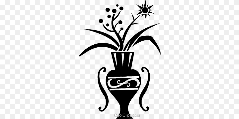 Flowers In A Vase Royalty Vector Clip Art Illustration Vaso De Flor Vetor, Pottery, Potted Plant, Plant, Pattern Free Transparent Png