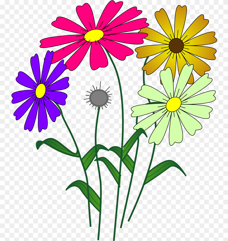 Flowers Outline Svg Clip Art For Cartoon Flowers, Daisy, Flower, Plant Png