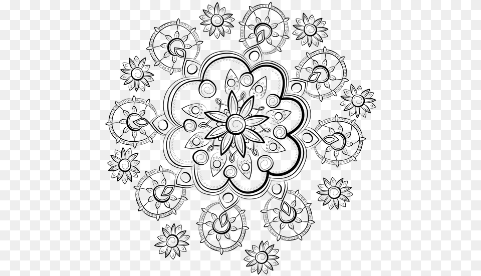 Flowers Pattern Mandala Design Element Pattern Flower, Gray Free Transparent Png