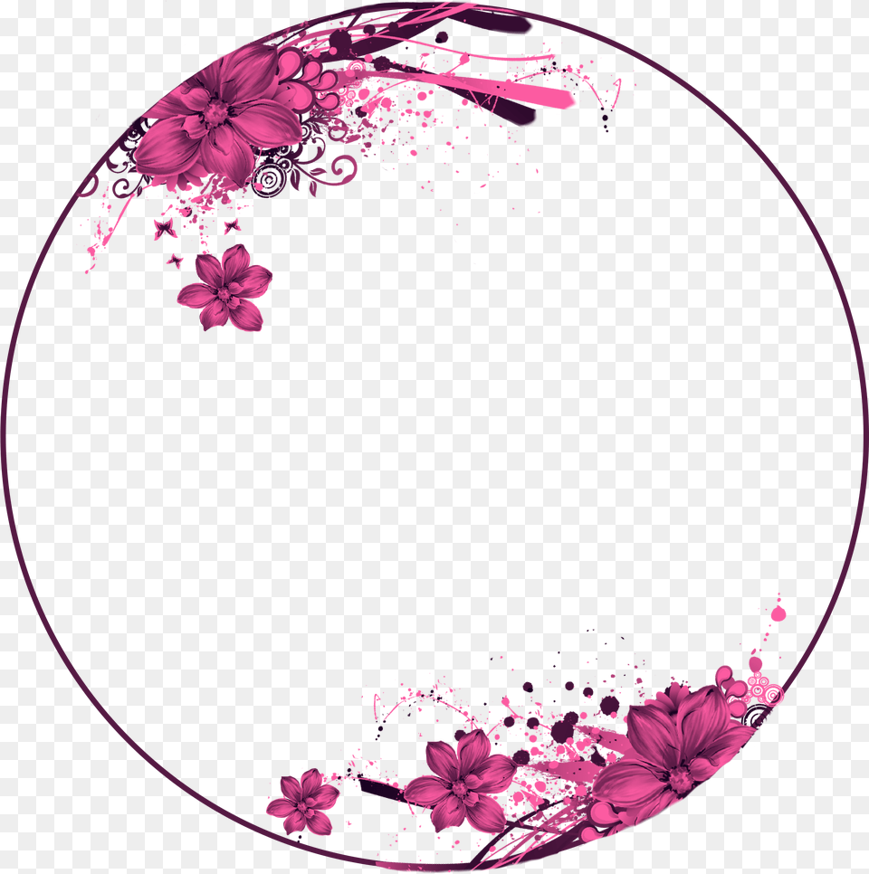 Flowers Pink Circle Frame Wallpaper Quotes Blank, Art, Floral Design, Graphics, Pattern Png Image