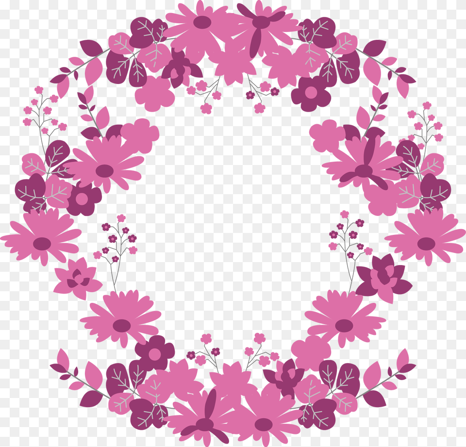 Flowers Pink Flowerwreath Wreath Border Frame Circle, Art, Floral Design, Graphics, Pattern Png Image