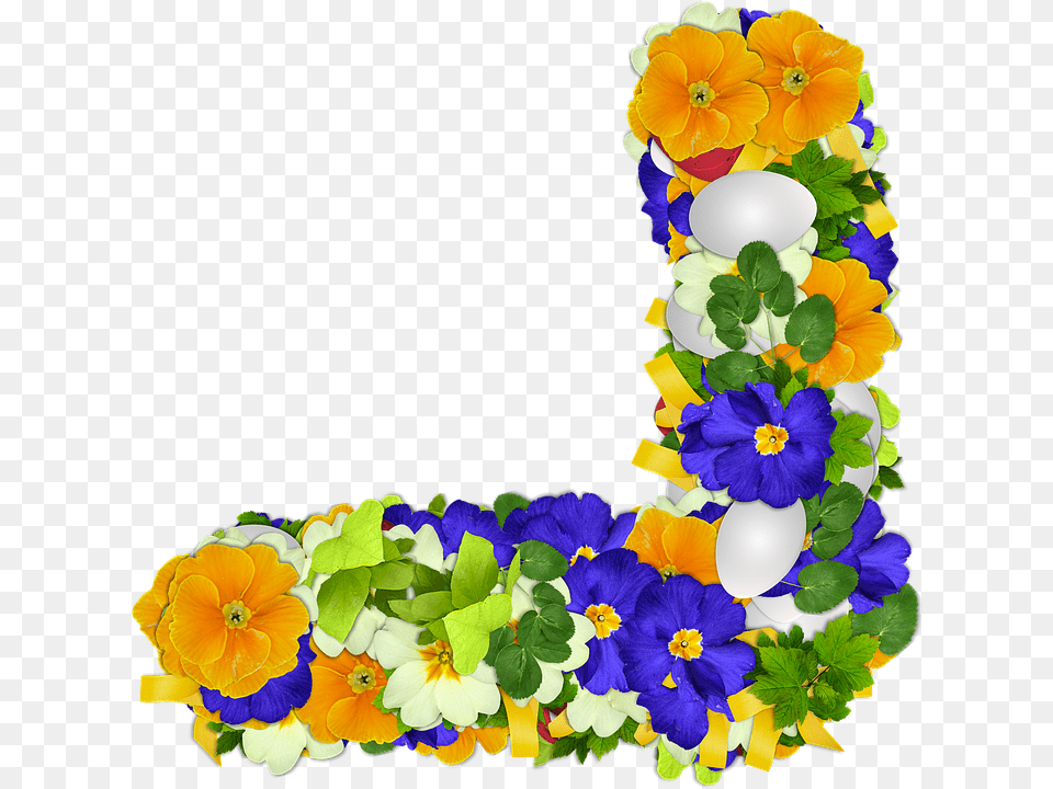 Flowers Primroses Corner Egg Easter Colors Portable Network Graphics, Accessories, Flower, Flower Arrangement, Plant Png Image