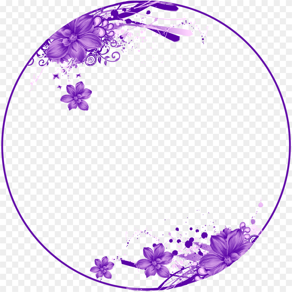Flowers Purple Circle Frame Wallpaper Quotes Blank Blue Flower Circle Frame, Art, Floral Design, Graphics, Pattern Png