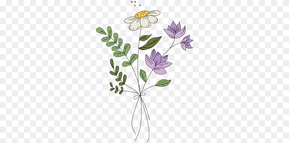 Flowers Purple Pollen Drawing Hand Drawn Transparent Hand Illustrated Flower, Art, Pattern, Herbs, Herbal Free Png
