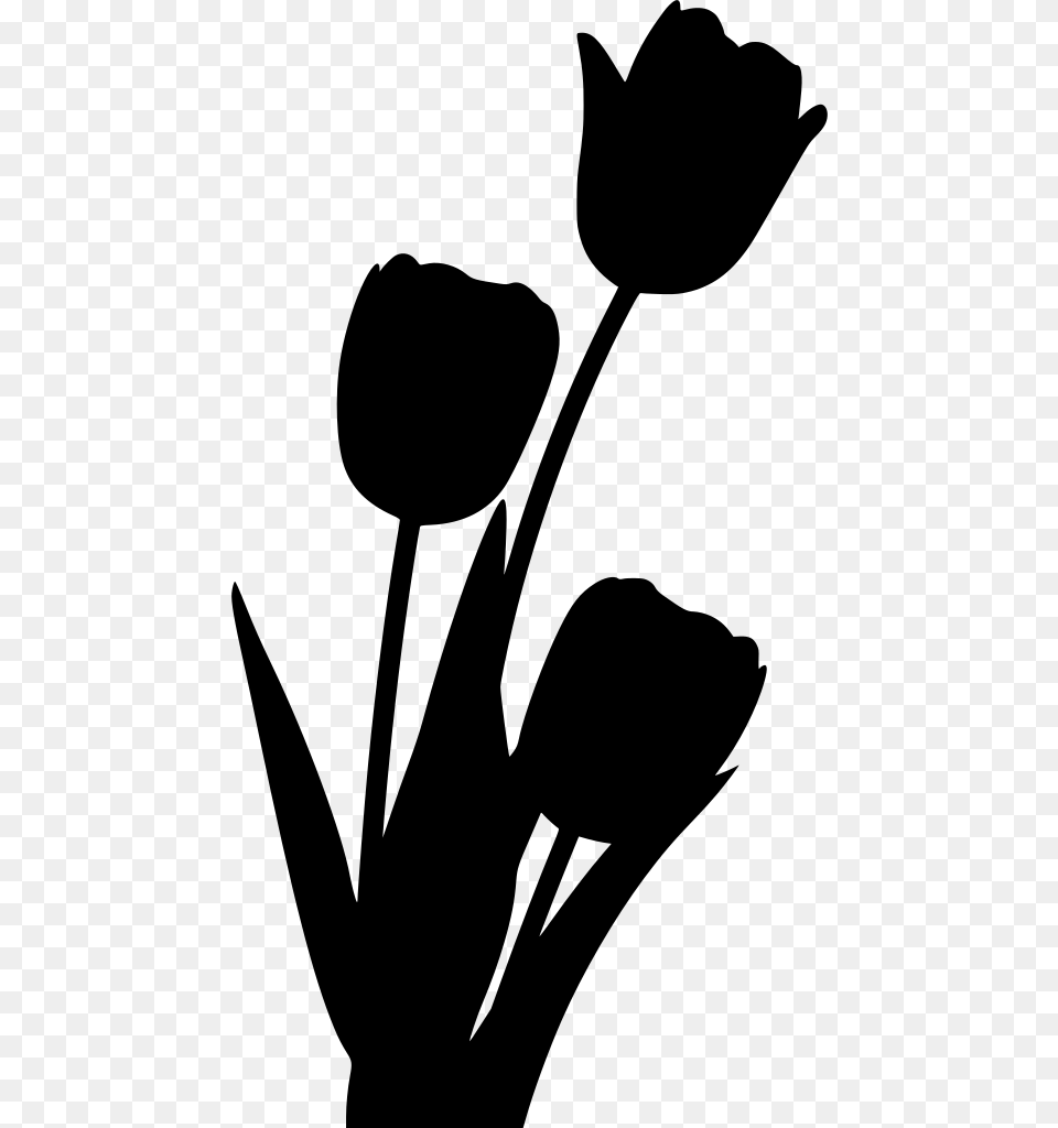 Flowers Silhouette, Gray Free Png