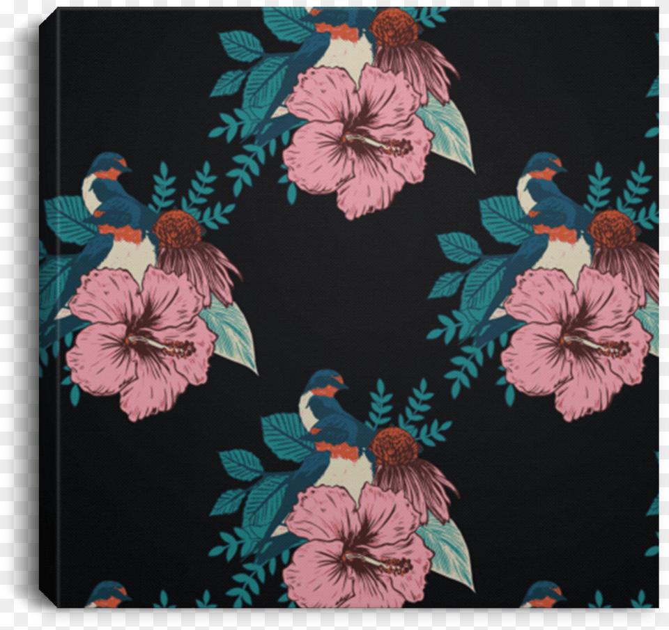 Flowers Square Gallery Wrap Canvas Print Hawaiian Hibiscus, Pattern, Art, Floral Design, Graphics Free Png