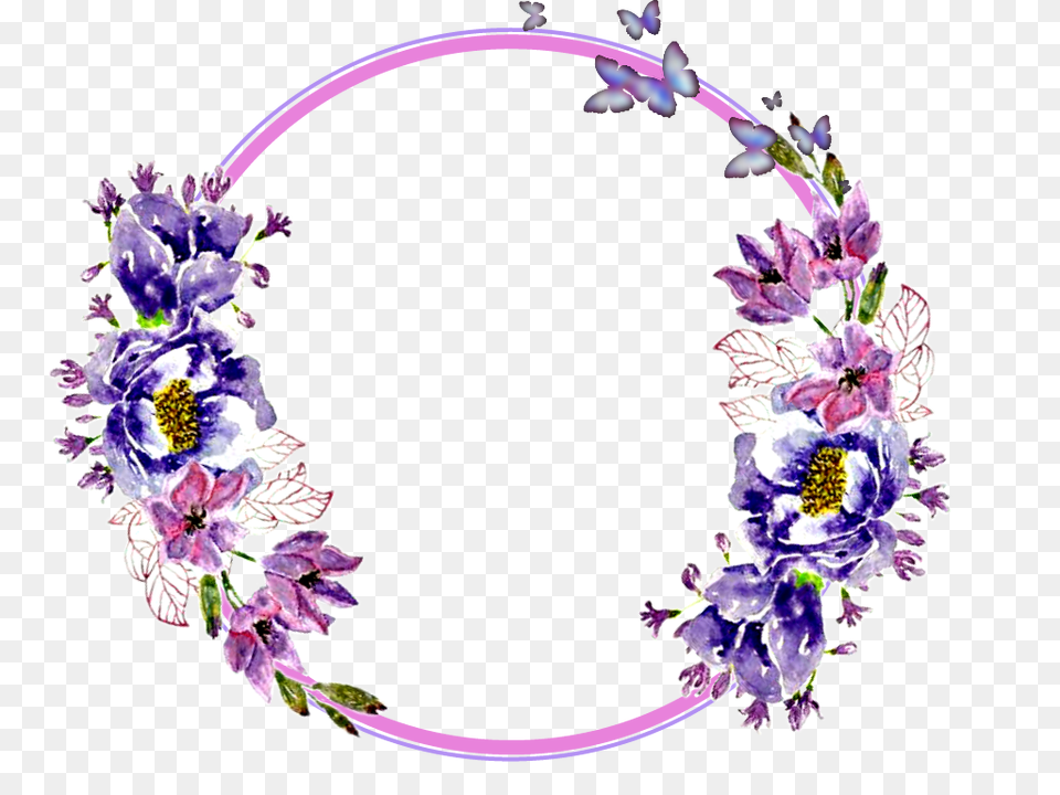 Flowers Stickers Garland Wreaths Purple Flowers Clipart Garland, Accessories, Flower, Plant, Jewelry Free Transparent Png