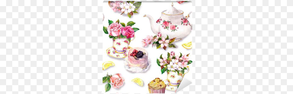 Flowers Teacup Cake Teapot Oscar Stone Doalta Nihale, Cookware, Pot, Pottery, Art Free Png Download