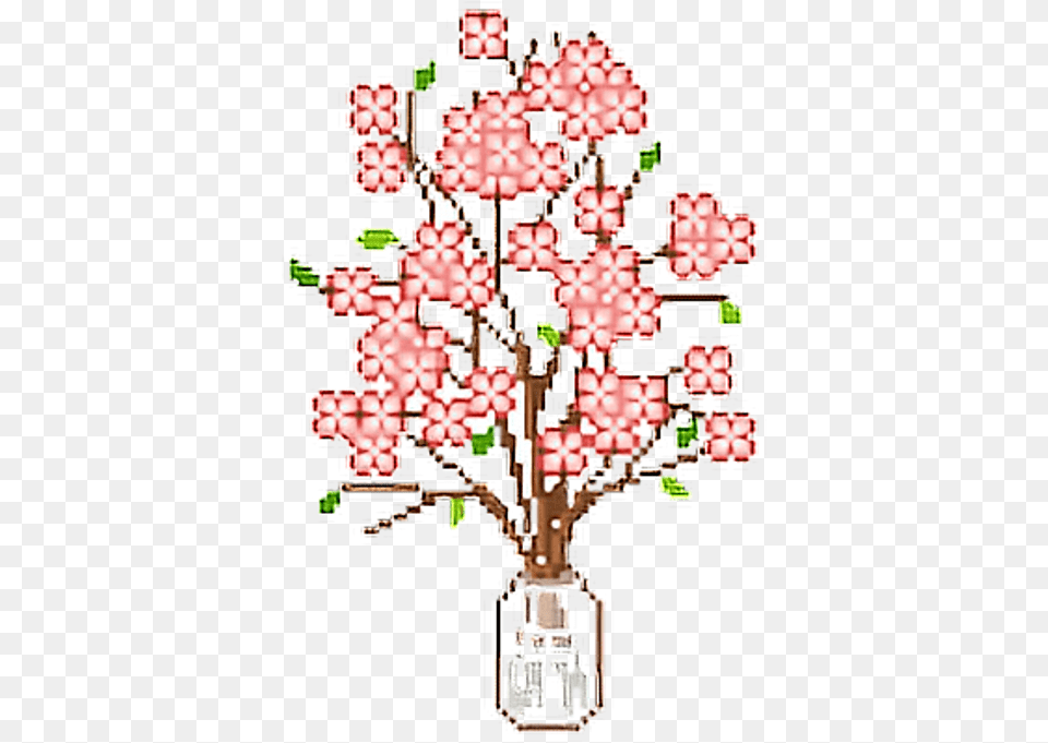 Flowers Tumblr Flowers Pixel Pink Cute Pixel Flower Tumblr Transparent, Art, Graphics, Pattern, Plant Png Image
