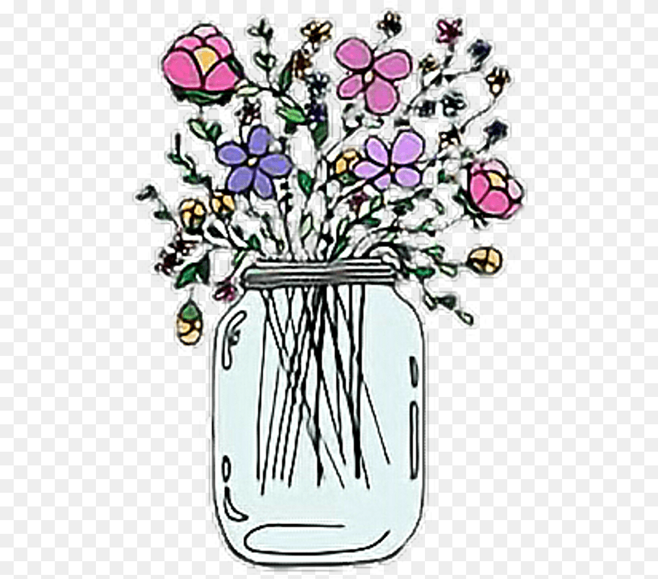 Flowers Tumblr Stickers Sticker Mason Jar With Flowers Sticker, Vase, Pottery, Art, Plant Free Png