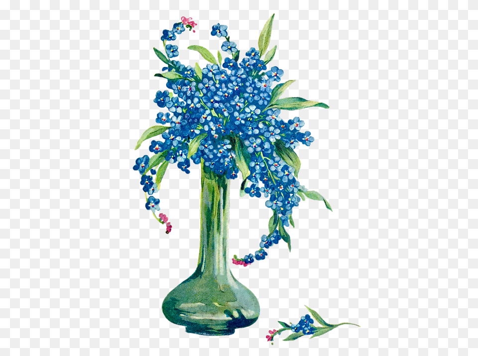 Flowers Vase Forget Me Not Flower Teal Flowers In A Vase Pottery, Plant, Flower Arrangement, Jar Free Transparent Png