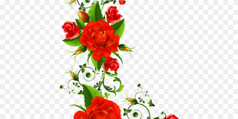 Flowers Vectors Clipart Red Rose Flower Border Design, Art, Floral Design, Graphics, Pattern Png