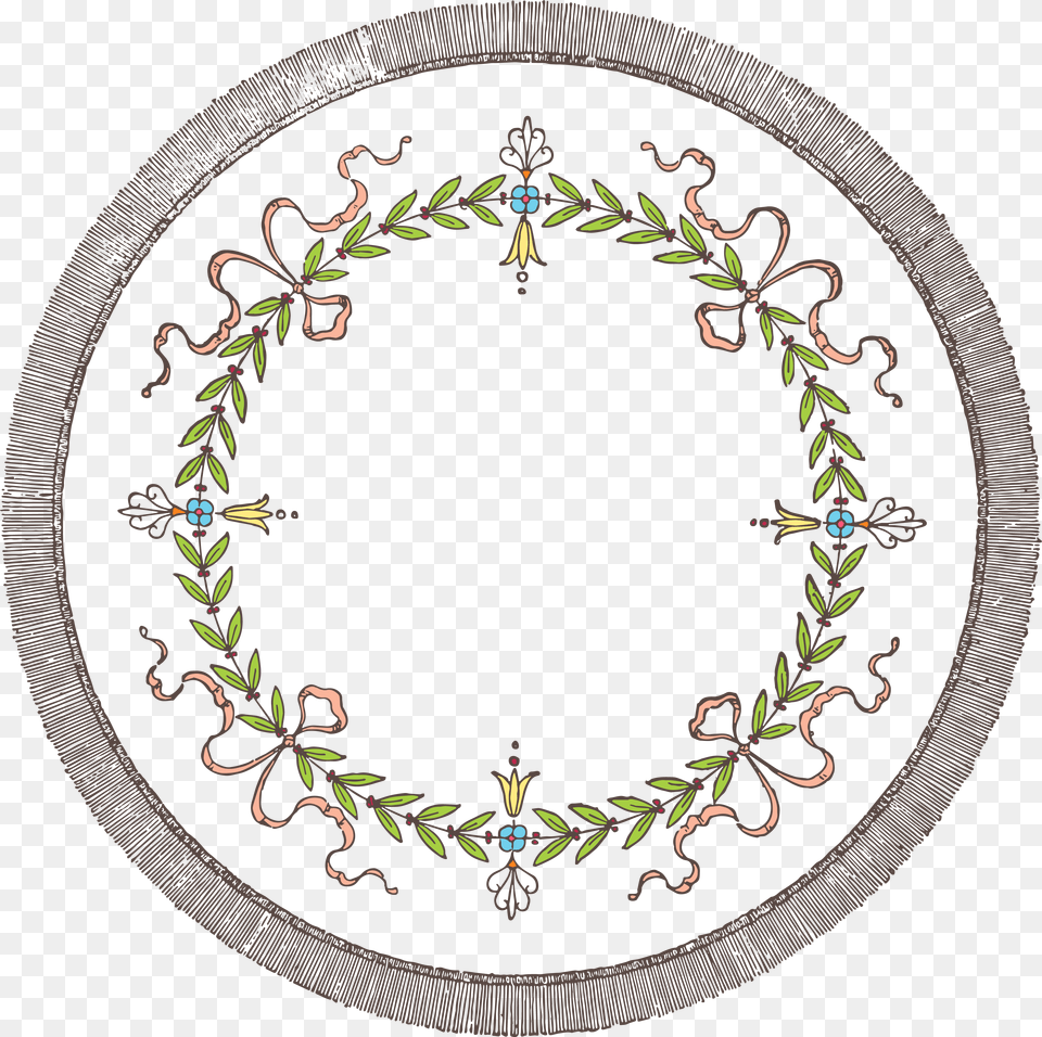 Flowers Vectors Clipart Wreath Floral Circle Vintage, Embroidery, Pattern, Home Decor, Rug Free Png