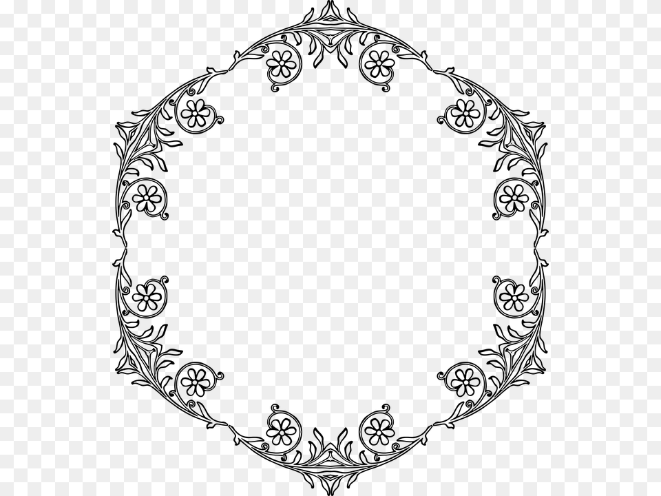Flowers Vintage Vector Floral Frame Borders Vector Black And White, Gray Png Image