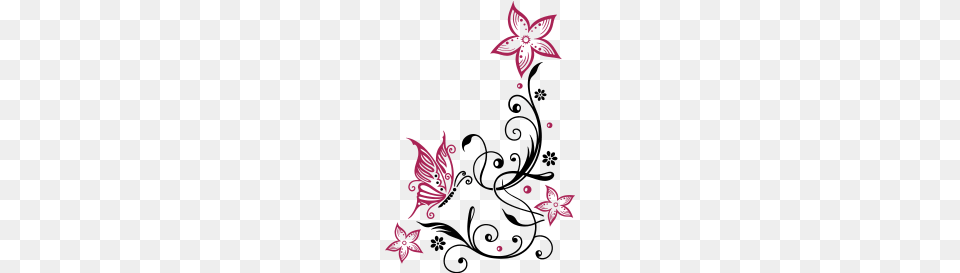 Flowers With Filigree Floral Ornament Butterfly, Art, Floral Design, Graphics, Pattern Free Transparent Png