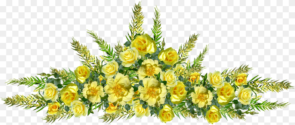 Flowers Yellow Roses Arrangement Decoration Flowers Yellow Decoration, Art, Plant, Pattern, Graphics Png Image